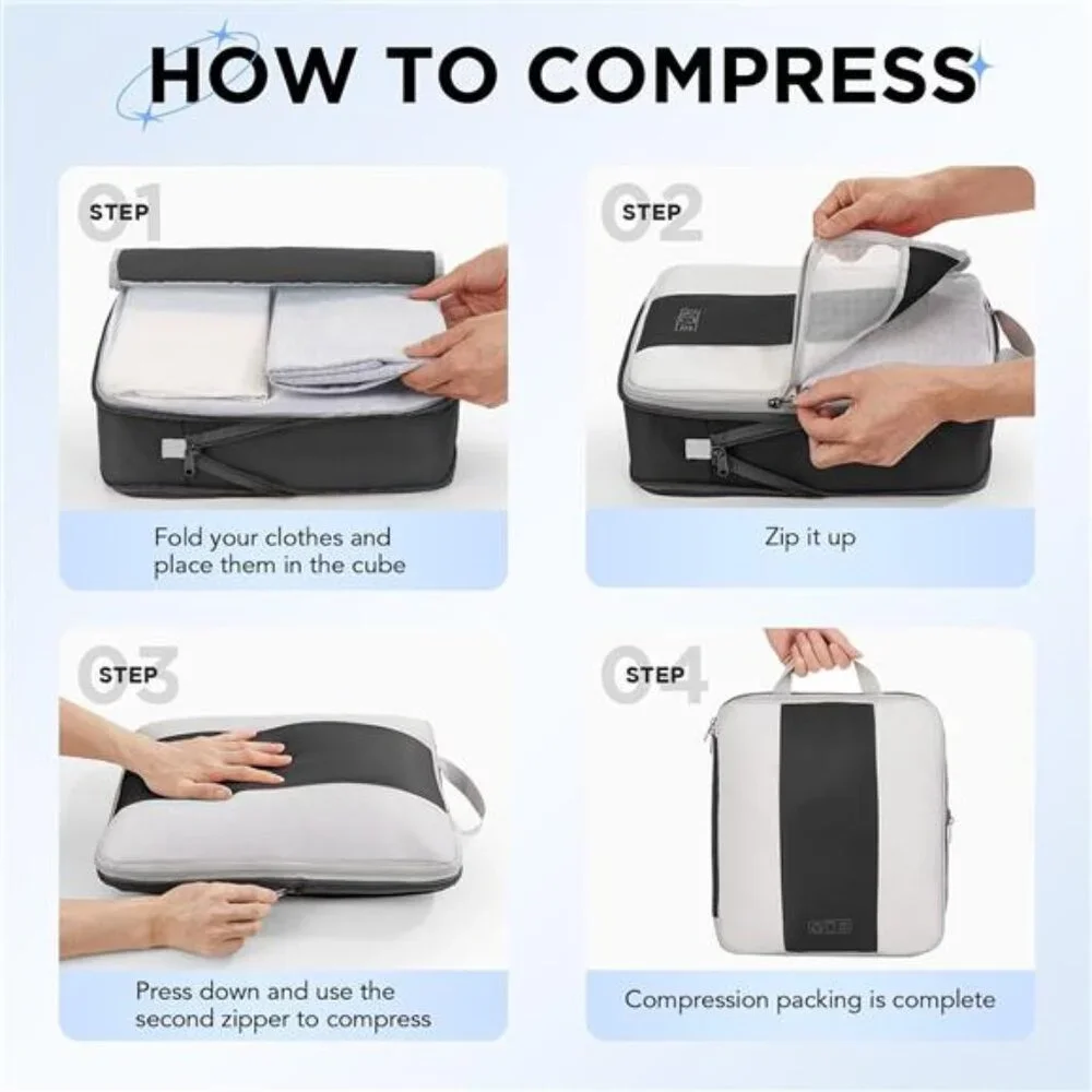 10 Set Compression Packing Cubes for Travel Essentials,Compressible Expandable
